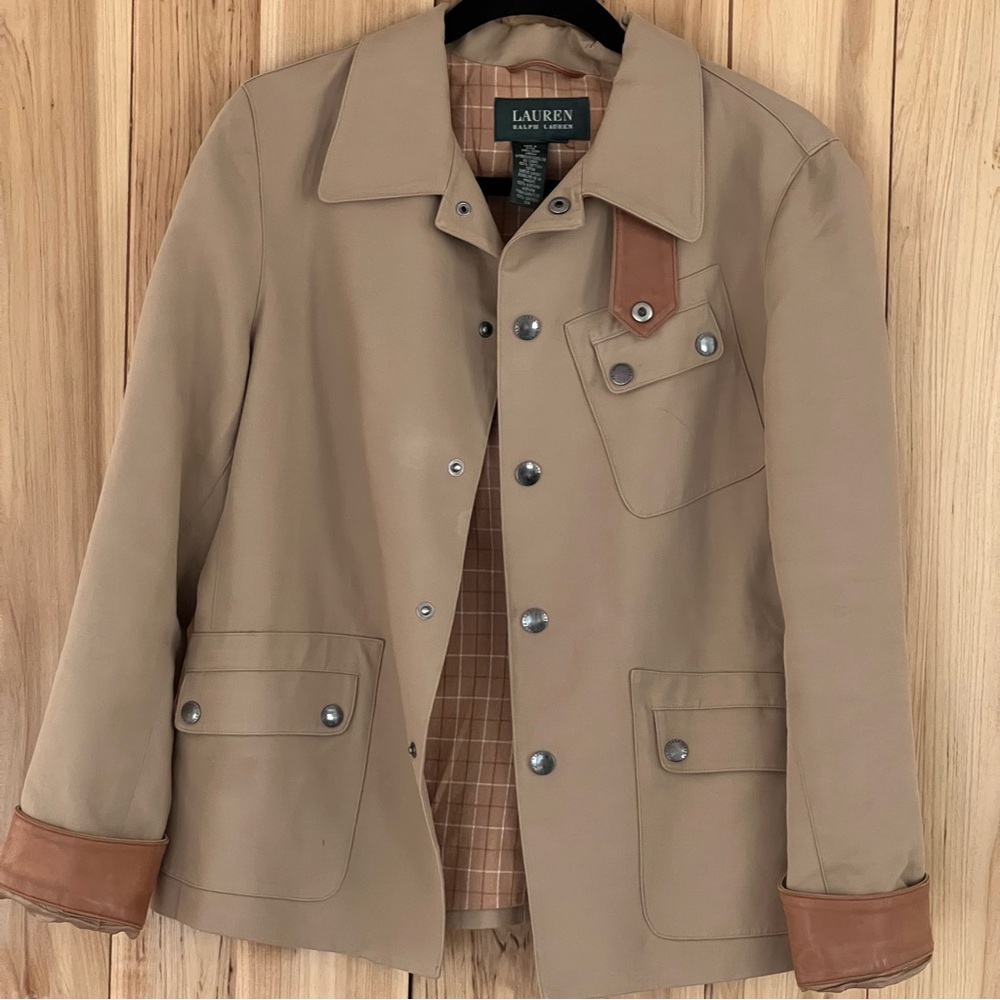 Ralph Lauren Beige Utility Jacket with Brown Trim